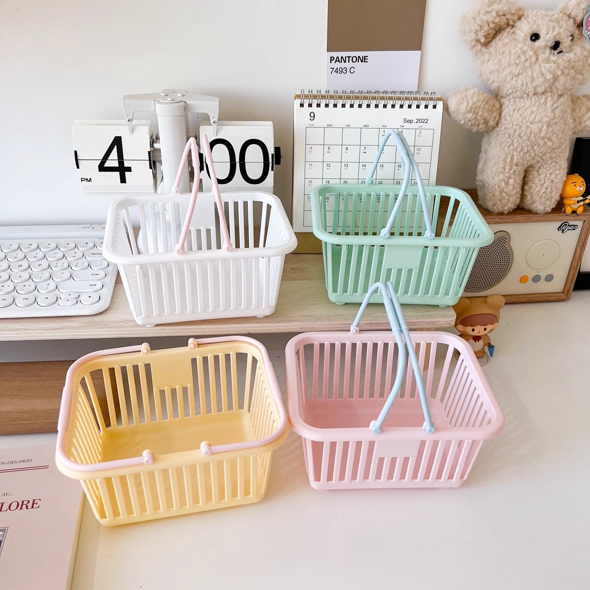 Кросс-бордерная новая продукция корзина для хранения в стиле макарон, портативная, радужного цвета, для стола