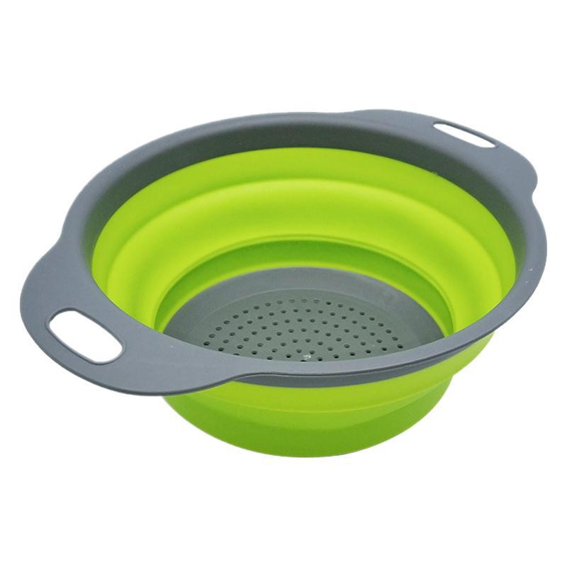 Foldable Drain Basket Round Drain Basket Telescopic Foldableing Fruit Basket Vegetable Washing Basket 3-Piece Set Draining Fruit Basket