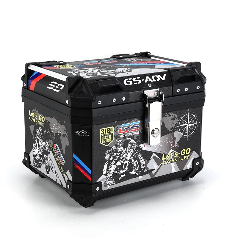 Cross-Border 47/60L Motorcycle Trunk Electric Vehicle Trunk Universal Non-Aluminum Alloy Scooter Storage Box