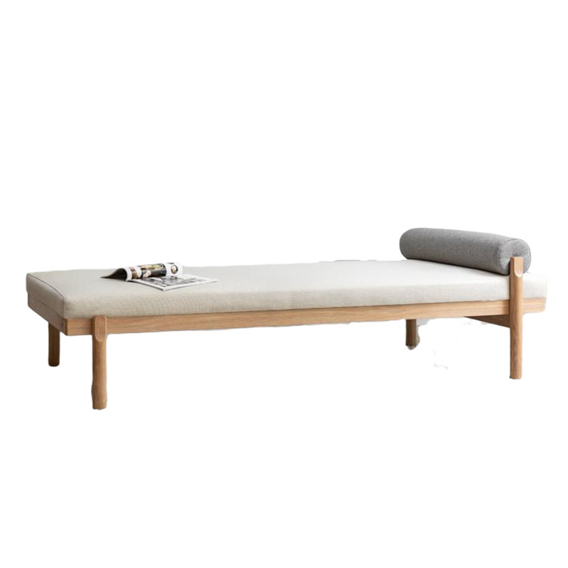 Cosine Nordic Solid Wood Sofa Recliner Simple Oak Nap Chaise Lounge Small Apartment Luohan Bed Bedroom Sleeping Couch
