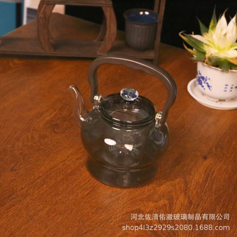 Electric Ceramic Stove with Handle, Dual-Use for Heating and Steaming, Flower Tea Pot, High-Temperature Resistant High Borosilicate Glass Starry Sky Pot, Starry Sky Gradient
