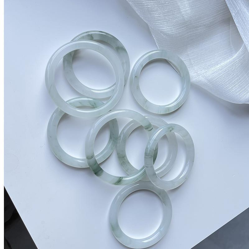 Natural Tianshan Bracelet Round Strip Snow Jade Bracelet Girls' Thin Round Strip Unknown Spring Flower Bracelet Jade Bracelet