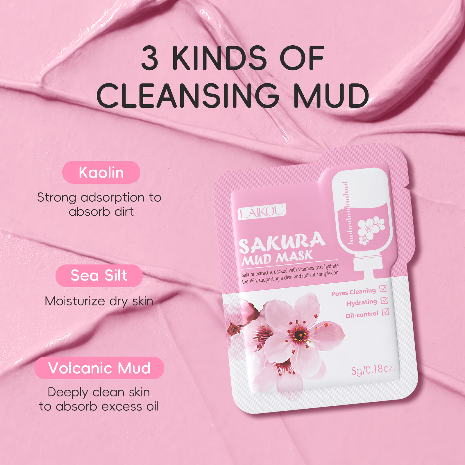 Cross-Border Laiko Cleansing Mud Mask Combination Facemask Mask Sheet Cleansing Fda Skin Care Mud Mask Full English Mask