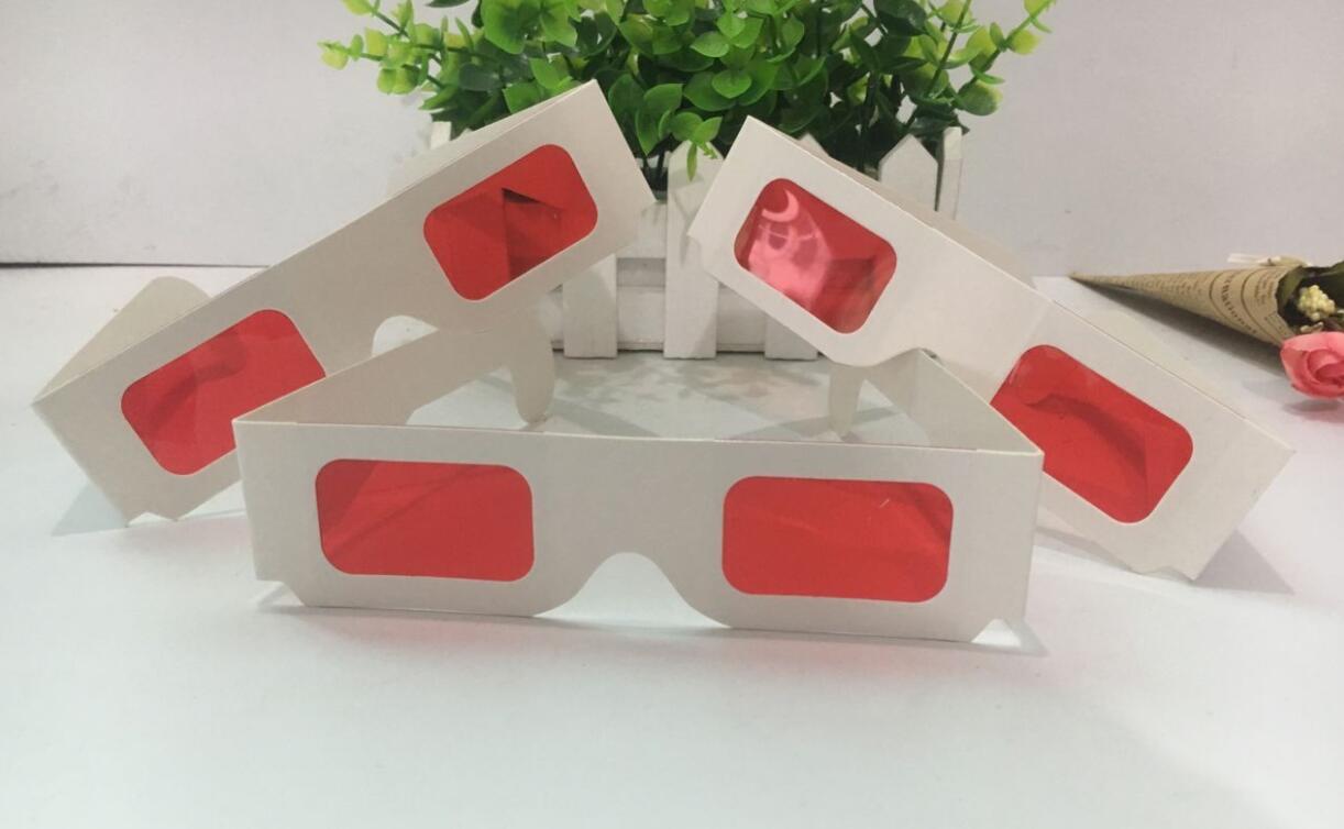 Decoding glasses red red decoding glasses 3D decoding glasses red red lens paper frame glasses
