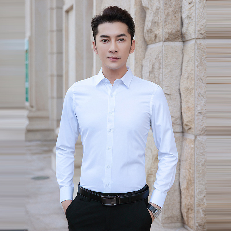 Белая рубашка мужская с длинным рукавом неутюжимая приталенная рабочая одежда большого размера профессиональная рубашка M-8XL