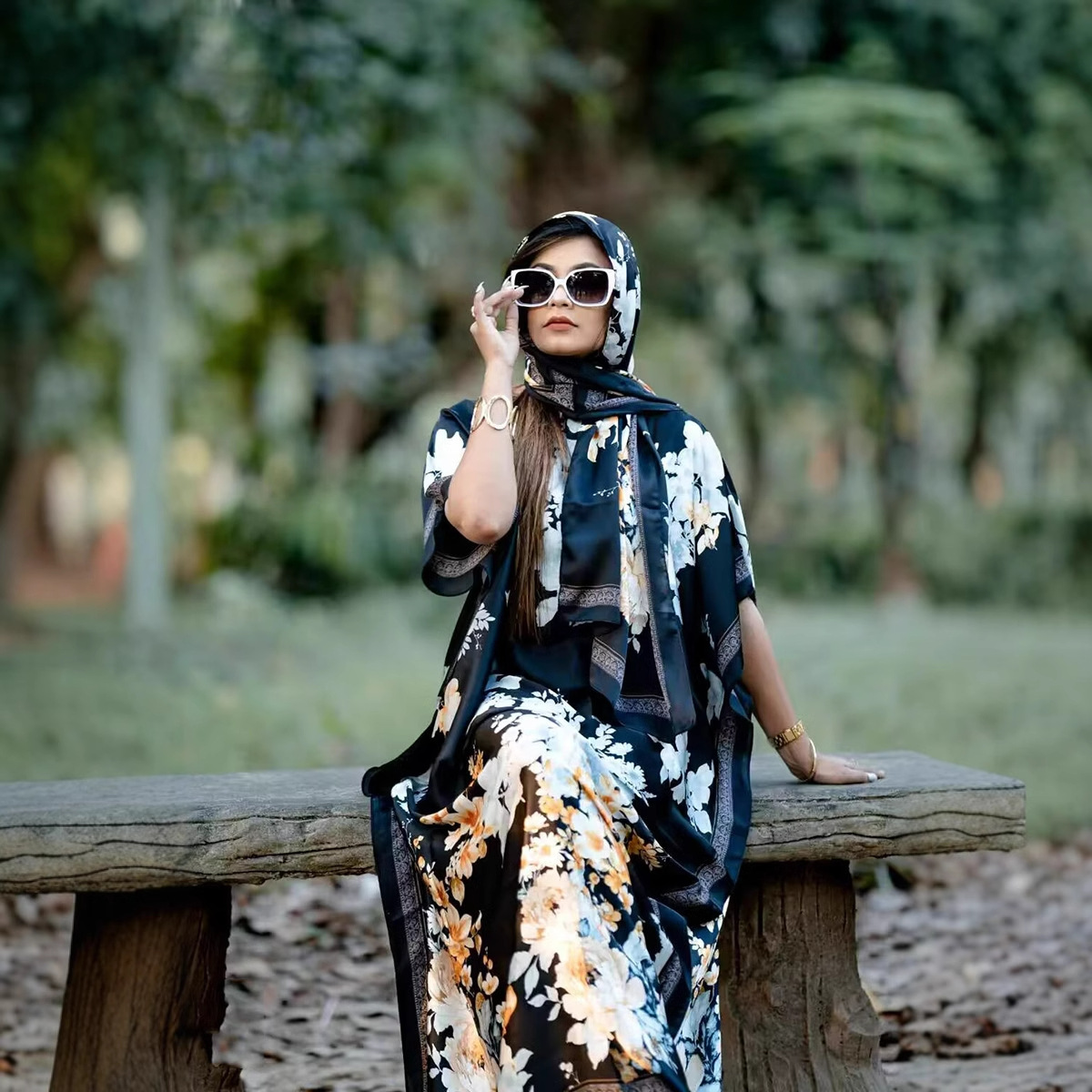 Abaya Muslim Summer Long Dress African Muslim 2024 Spring Summer Sun Protection Shawl plus size Two-piece Set