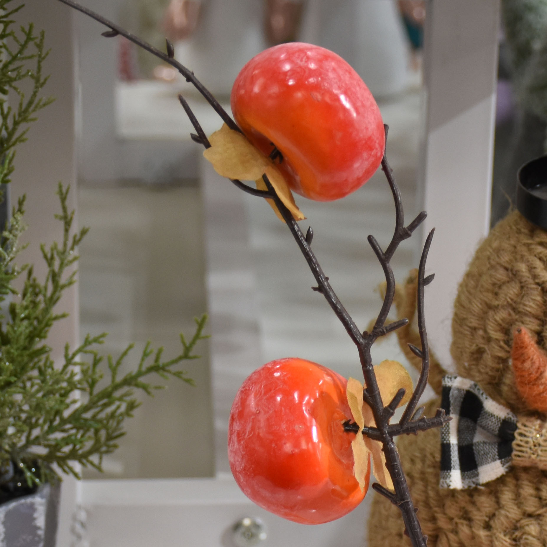 Simulation Persimmon Fruit Accessories Fake Fruit Ornaments Living Room Decoration Dried Fruit Persimmon Ruyi Simulation Persimmon