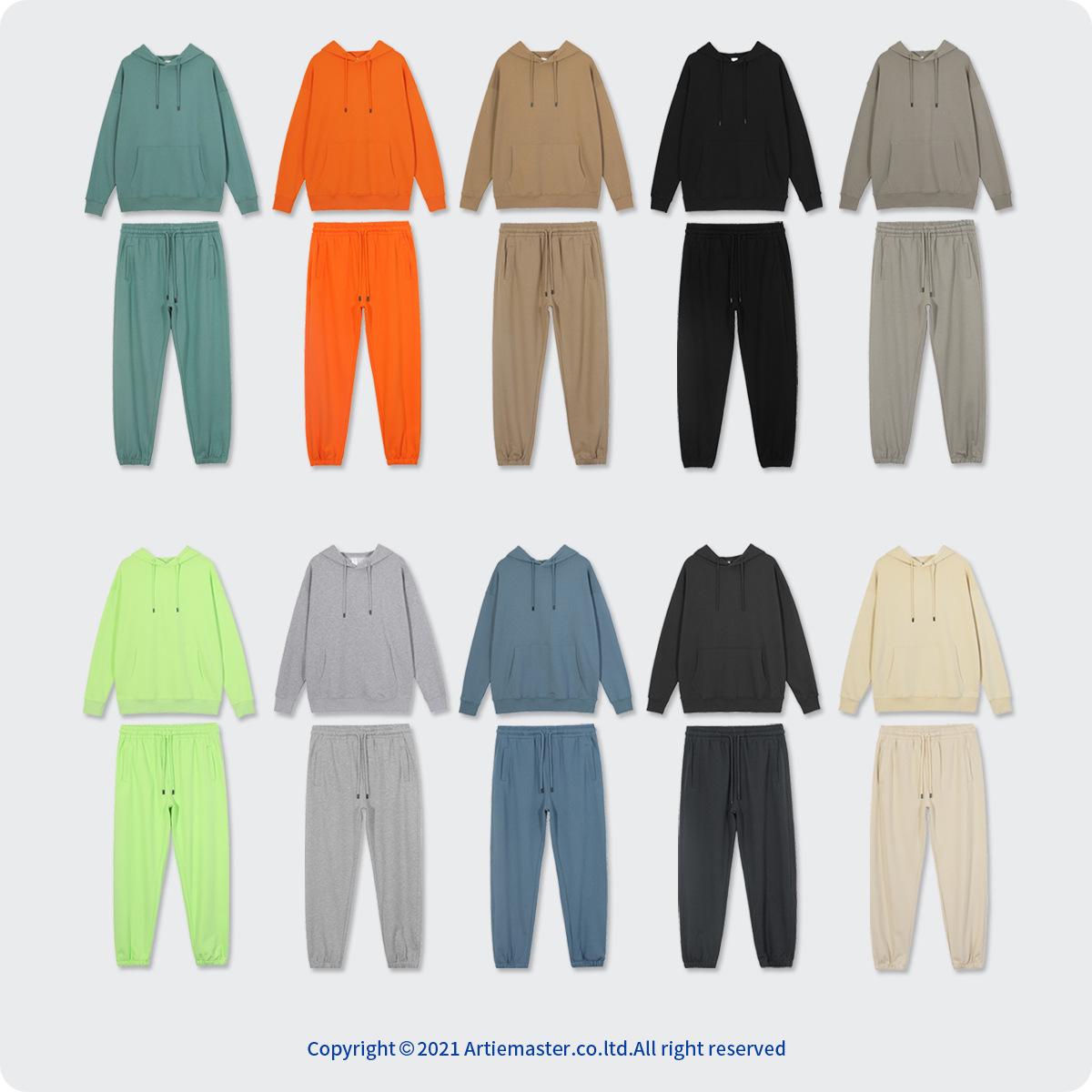 2021 Autumn and Winter Hooded and Velvet Solid Color Men's Sweatshirt Customized Retro Heavy Weightweight High Street Sweatshirt Trendy Brand Zhongshan Factory