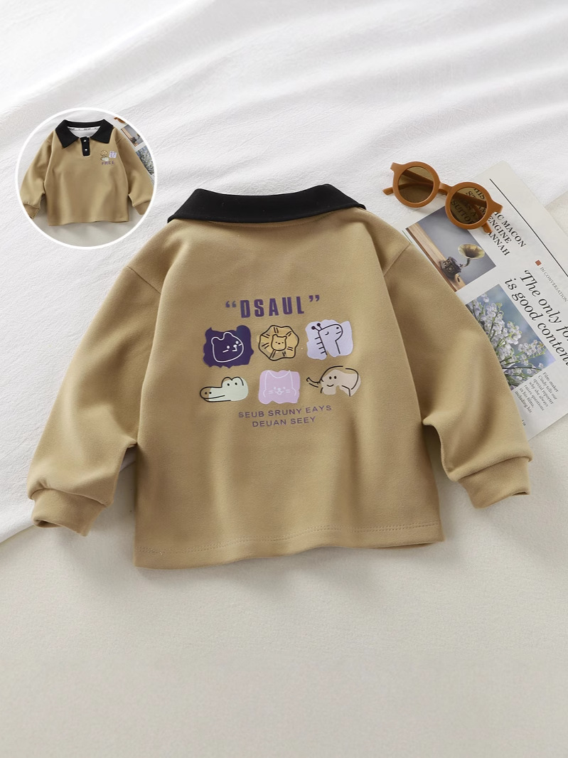 25 Years Spring and Autumn New Girls' Fashionable Loose All-match Polo Shirt Boys' Warm Outer Wear Hoodie Top