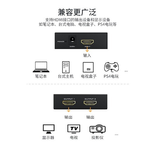 Maxwell moment hdmi distributor 1-2 converter 1 in 2 out 4k video hd line 2 102M