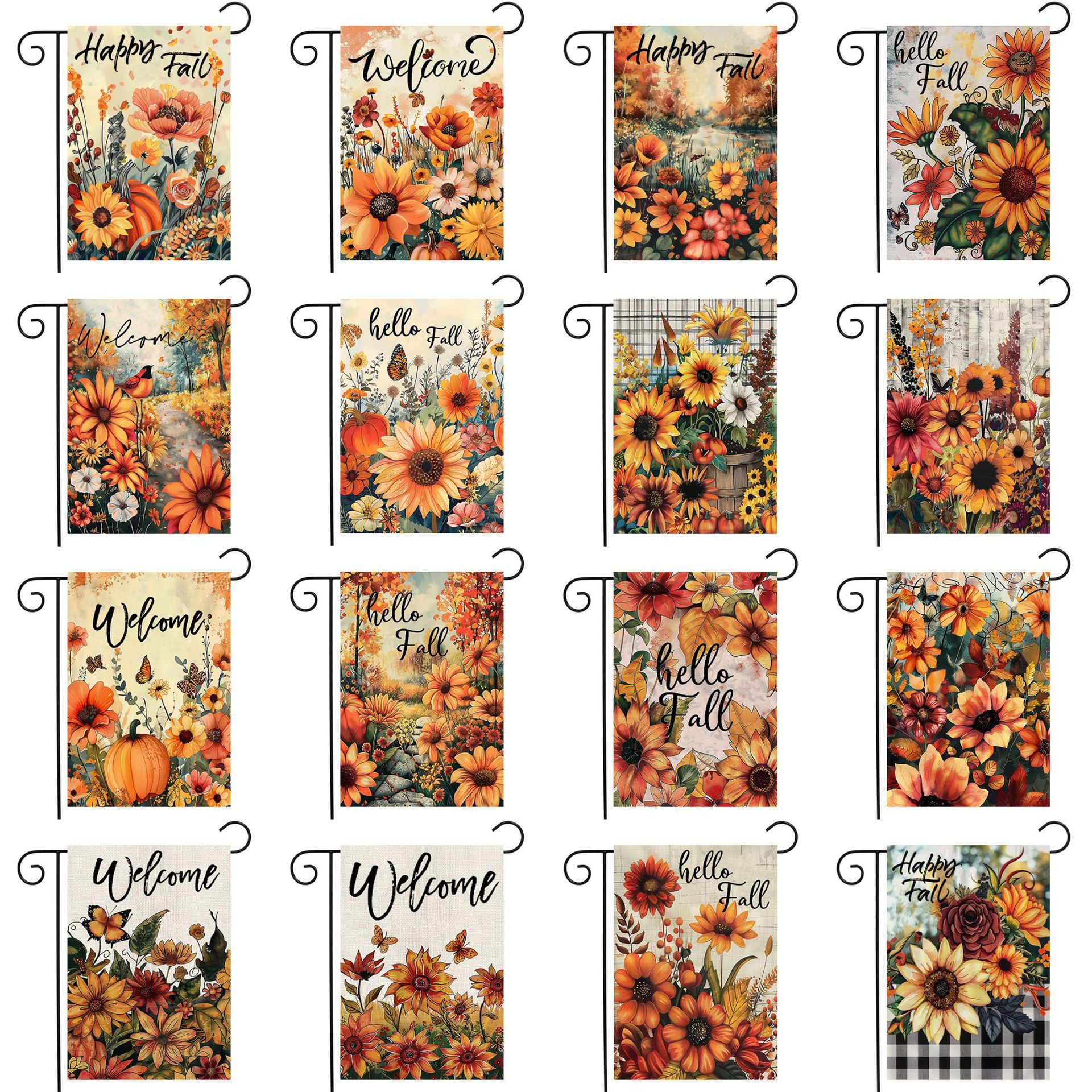 Новый осенний садовый флаг, двусторонний флаг для декорации сада
