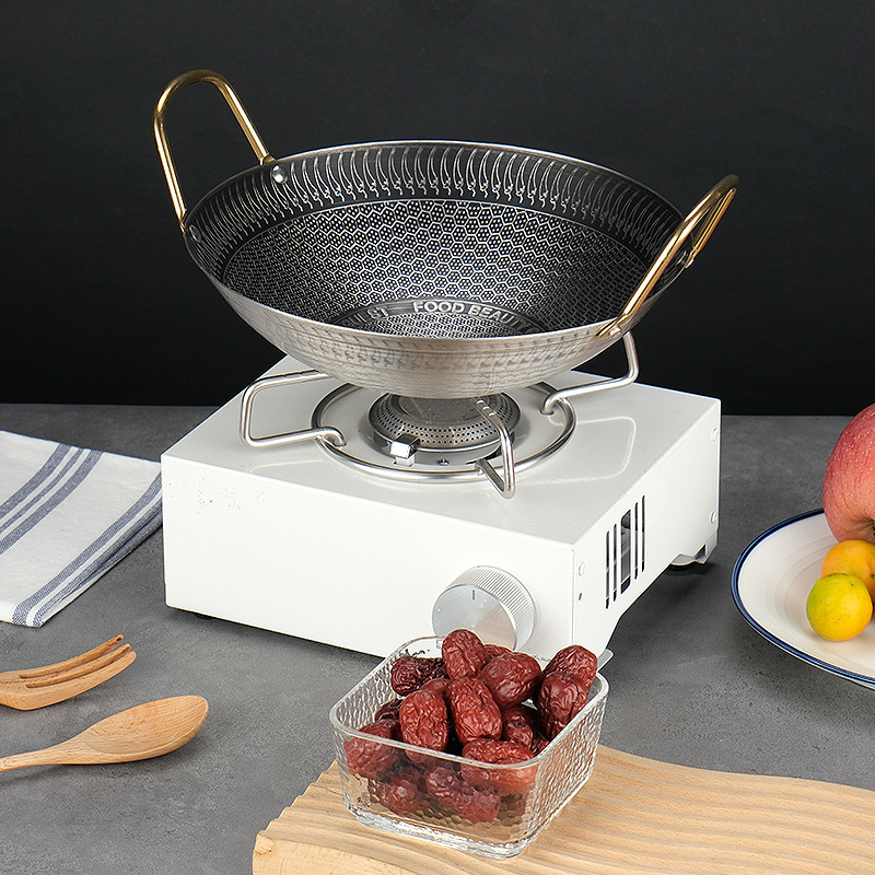 Factory Direct Batch Non-stick Thickened Stainless Steel Honeycomb Structure Small Hot Pot Dry Pot Household Restaurant Commercial Pot Bar Ding