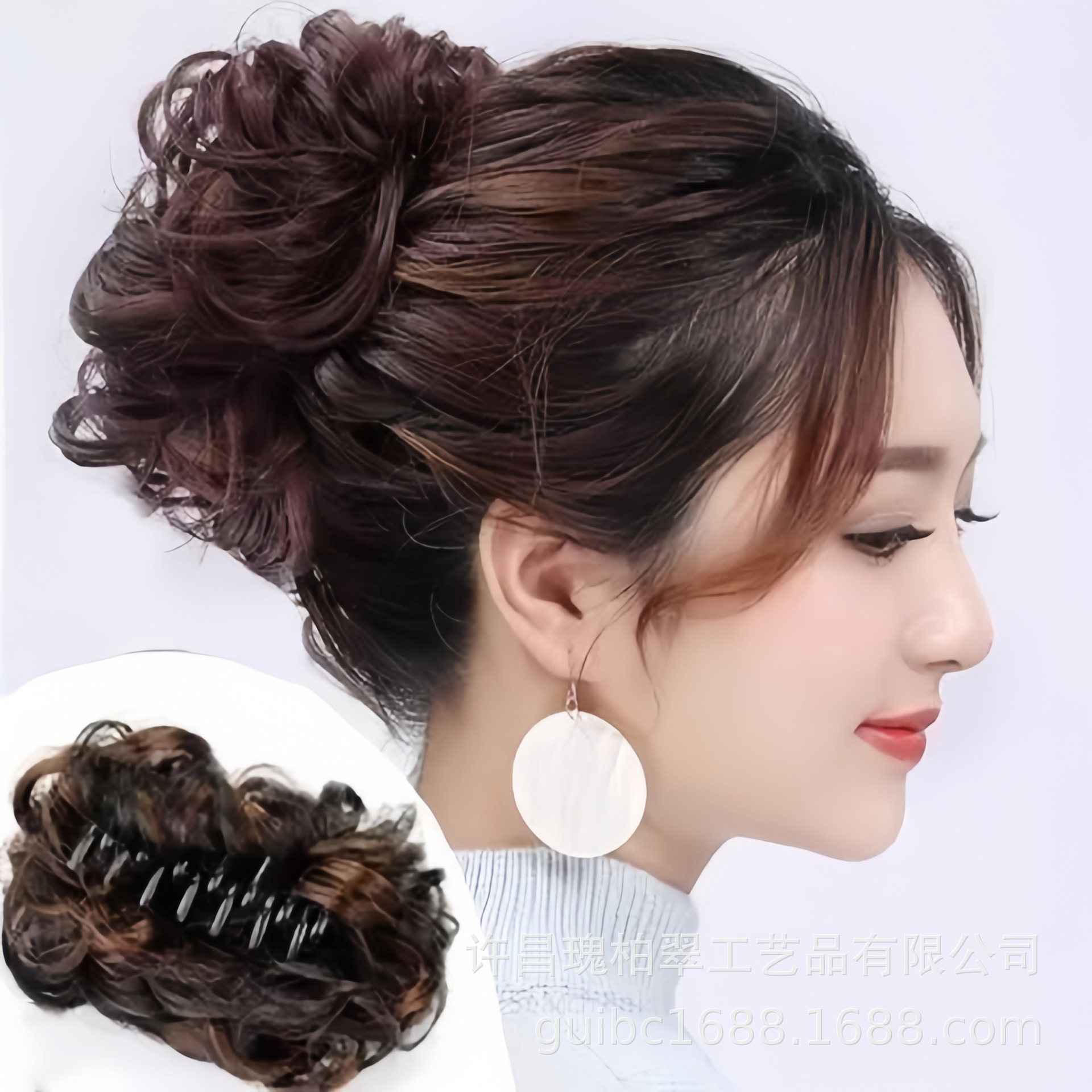 Wig Meatball Head Adult Flower Bud Large Grab Clip Curl Hair Ring Fashion Women's Hair Writer Messy Elegant Classical Style