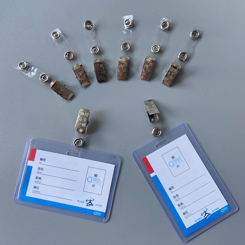 Factory Direct Sales Badge Clip Work Id Clip PVC Metal Clip English Clip Factory Brand Clip Badge Badge Clip