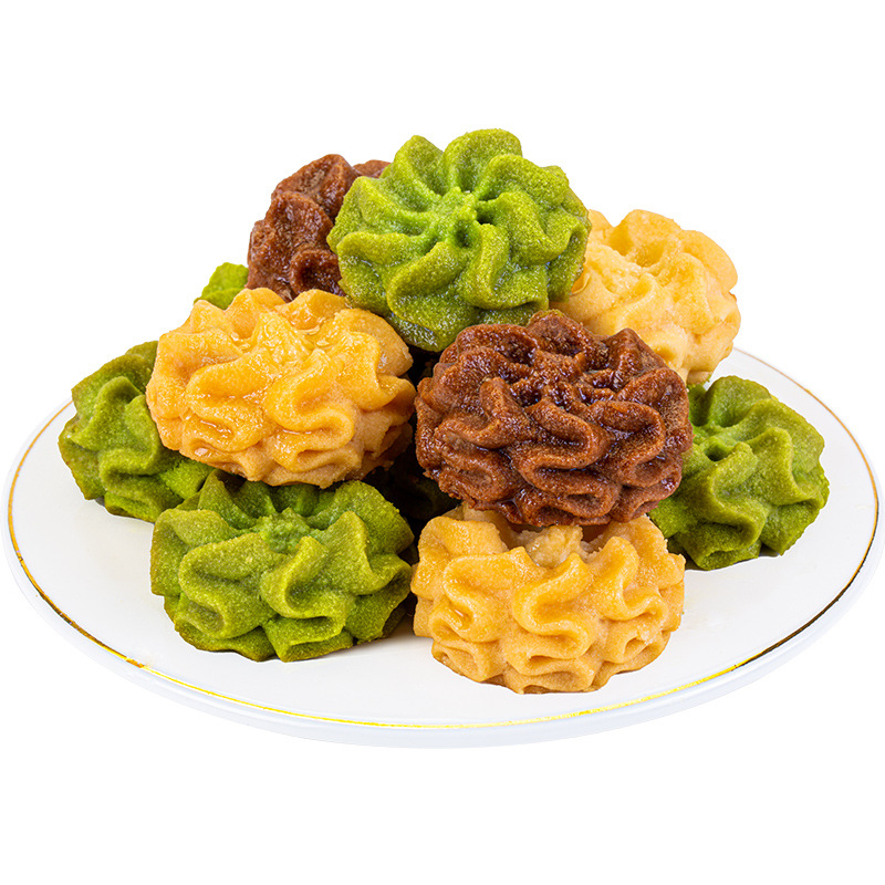 Dan Xiang sea salt butter small flower cookies matcha flavor chocolate snacks in stock whole box wholesale single pack