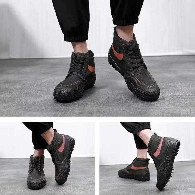 Green Liberation Shoes High-Top Non-Slip Labor Protection Men's Shoes Vulcanized Sole Durable Non-Slip Wear-Resistant Work Shoes Outdoor Training Shoes