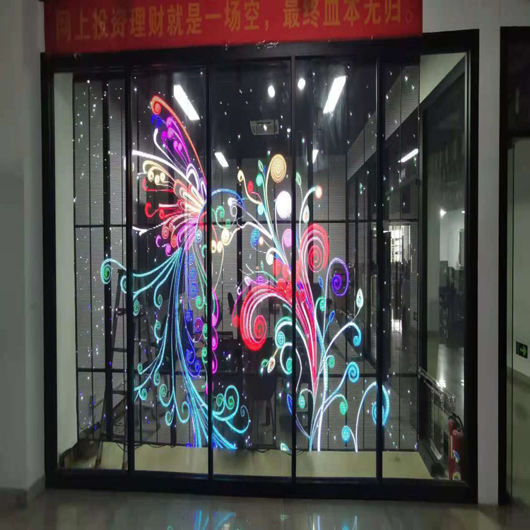 Led Transparent Grille Screen Indoor Full Color Waterproof Led Ice Screen Led Cut Out 3D Screen Led Color Screen Factory Direct Sale