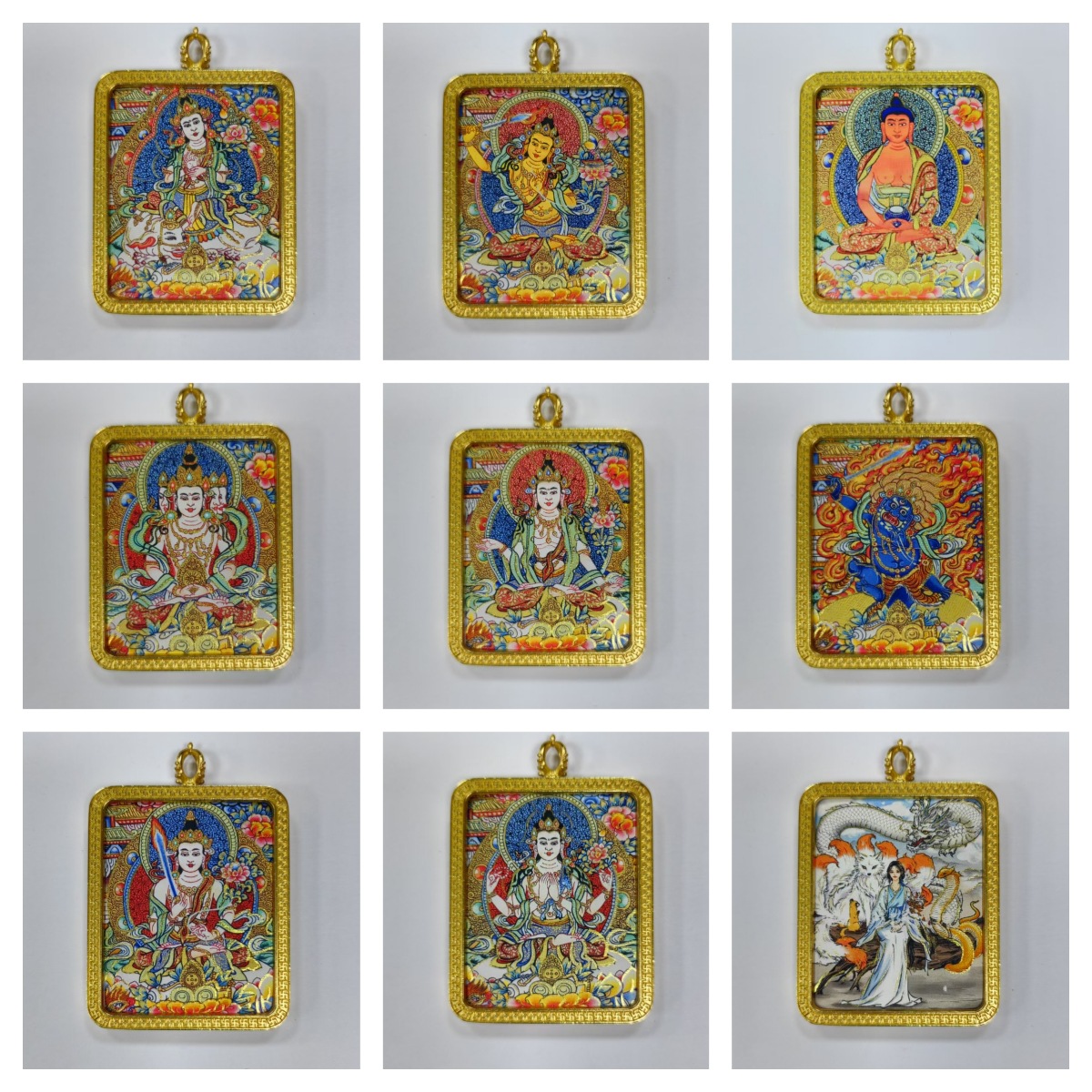 Xizang Lhasa hand-painted gold thangka eight patron saint twelve zodiac spring and summer pendant Nepal Buddha pendant