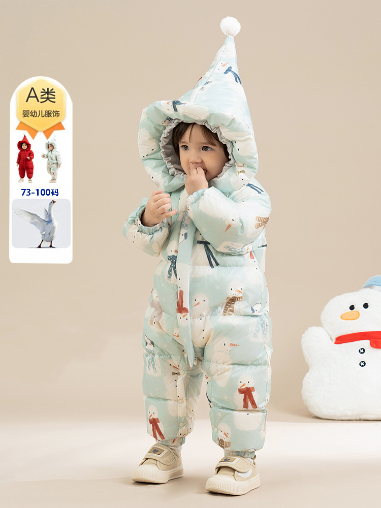 Детская куртка [Снеговик] с утеплителем, зимний утепленный комбинезон, теплая одежда для мальчиков и девочек