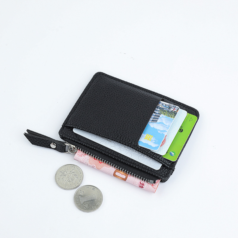 Card Holder Women's Zipper Compact Multi-Card Slot Women's Card Holder Wholesale Korean Style Pebbled Coin Purse Ultra-Thin Wallet for Women