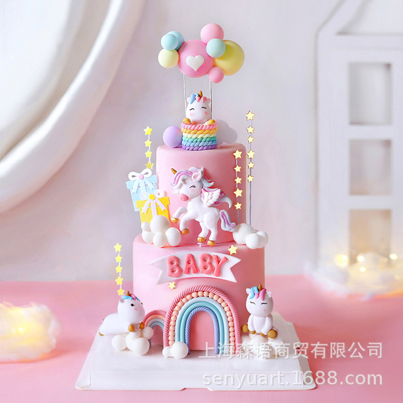 Украшение для выпечки торта девичий сердечный радужный фантазийный единорог облака воздушный шарик для дня рождения детей