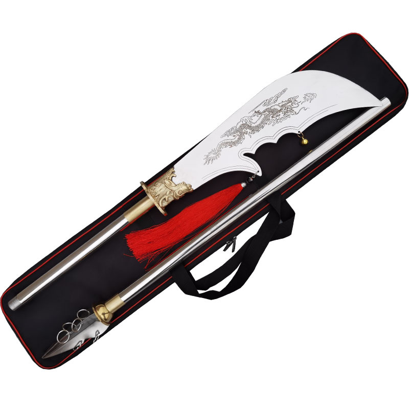 Broad Sword Martial Arts Shaolin Temple Stainless Steel Antique Guan Gong Sword Qinglong Crescent Moon Sword Wooden Pole Dismantling Unbladed Warring States Period