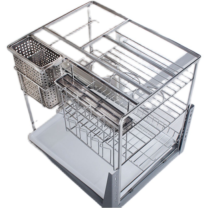 Basket kitchen cabinet seasoning basket stainless steel built-in drawer type multi-function knife storage seasoning basket