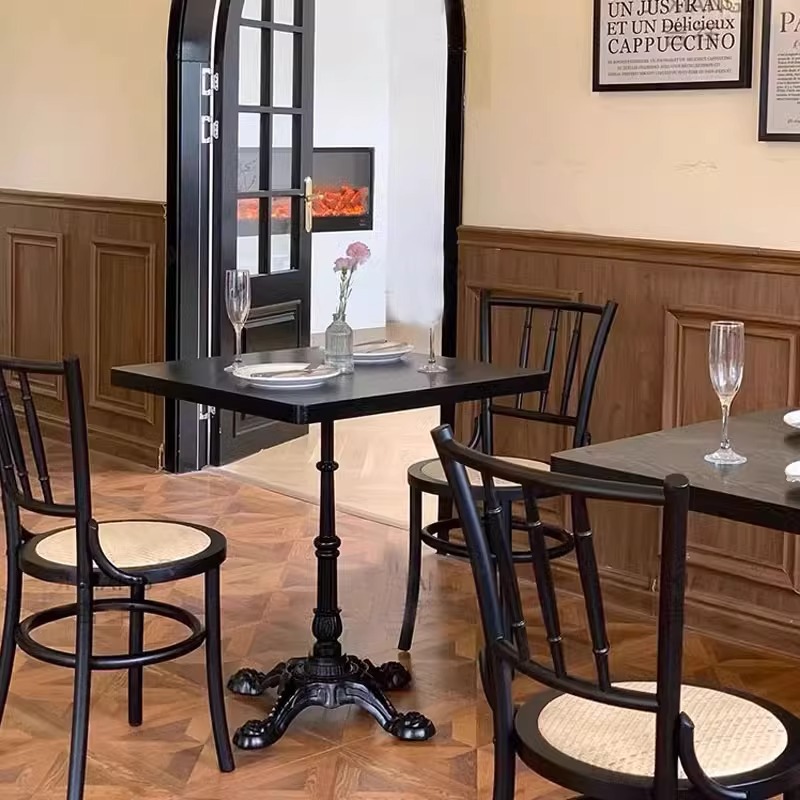 Commercial retro coffee shop table and chair combination dessert baking shop chair milk tea shop American Western restaurant solid wood table