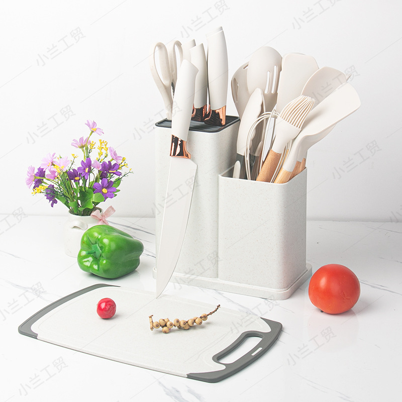 19 Pieces Kitchen Knife Set Silicone Soup Spoon Shovel Kitchen Utensil Set Stainless Steel Fruit Kitchen Knife Combination in Stock