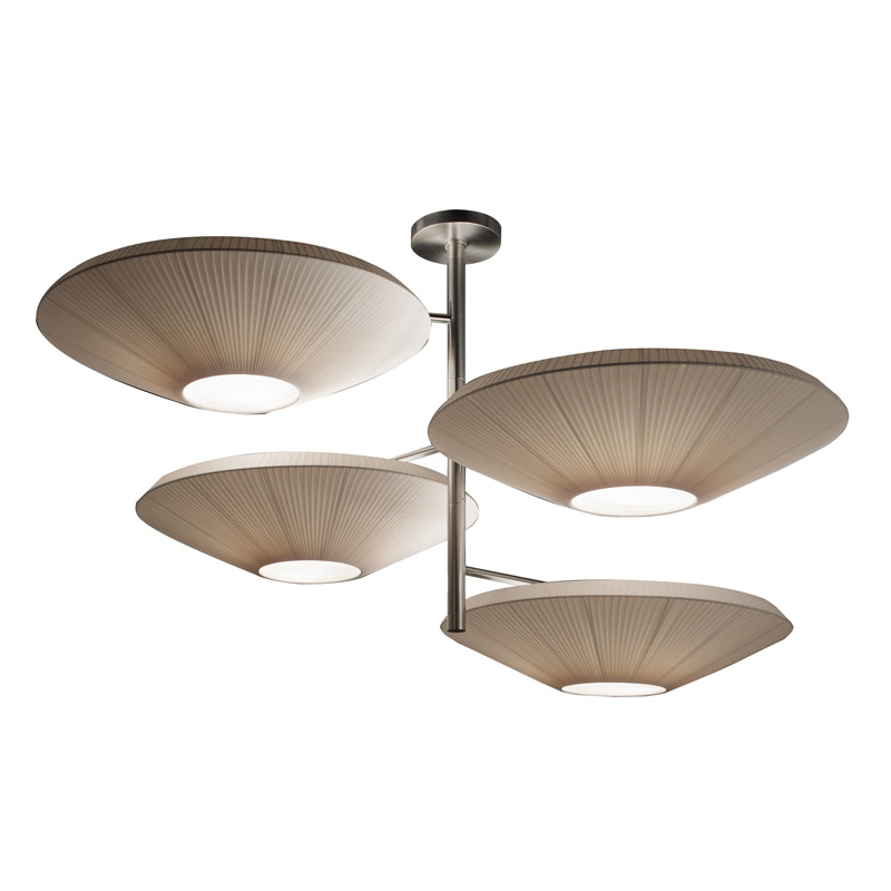 Dining Chandelier New Chinese Style Hotel Special Box with Spotlight Round Hotel Lobby Bedroom Restaurant Fabric Ceiling Light