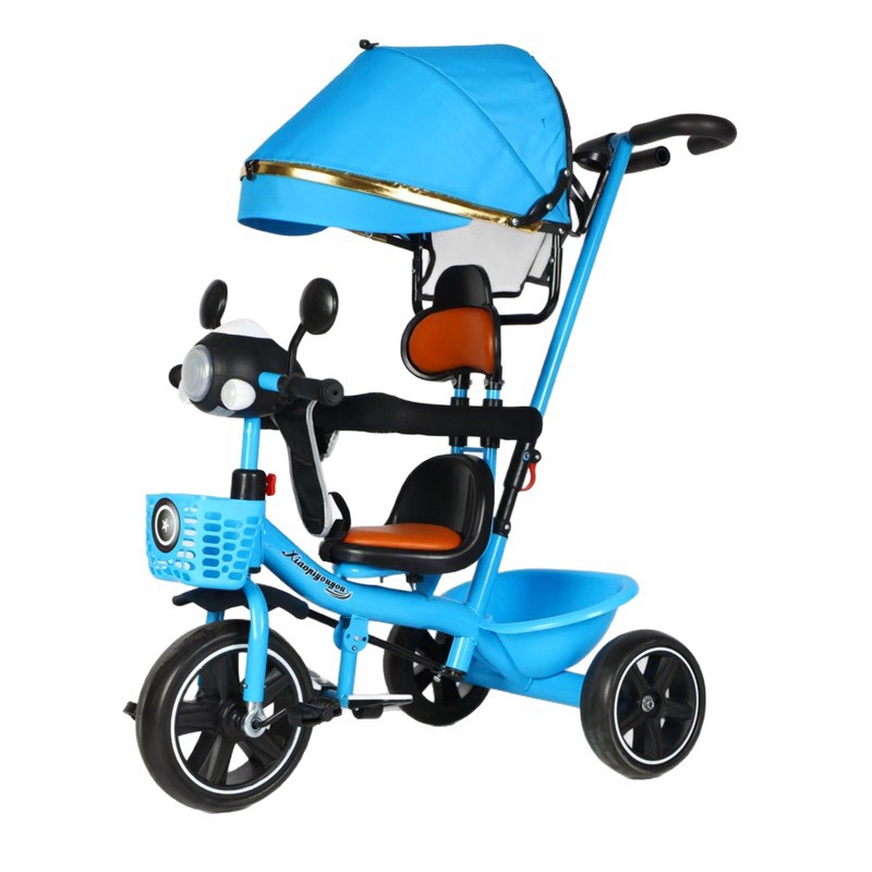 Baby Stroller with Swivel Seat for Sitting and Lying, Children's Stroller with Foot Pedal, Children's Tricycle with Foot Pedal
