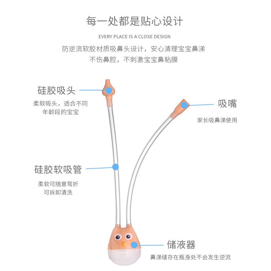 Baby Nasal Aspirator Baby Snot Cleaner Newborn Anti-Reflux Catheter Nasal Aspirator Children's Manual Nasal Aspirator