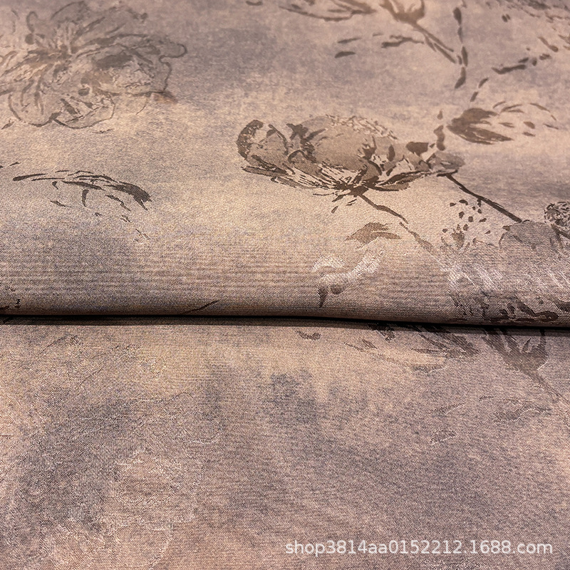 High-set double-sided vignette fabric mulberry silk fragrant cloud yarn national style fabric floating light pattern cheongsam silk spring and summer clothing