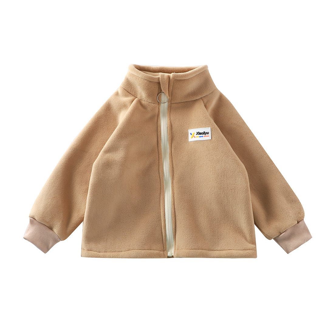 New Children's Orchid Velvet Jacket for Men and Women Small and Medium-sized Children's Baby Autumn and Winter Thickened Warm Top with Vertical Collar