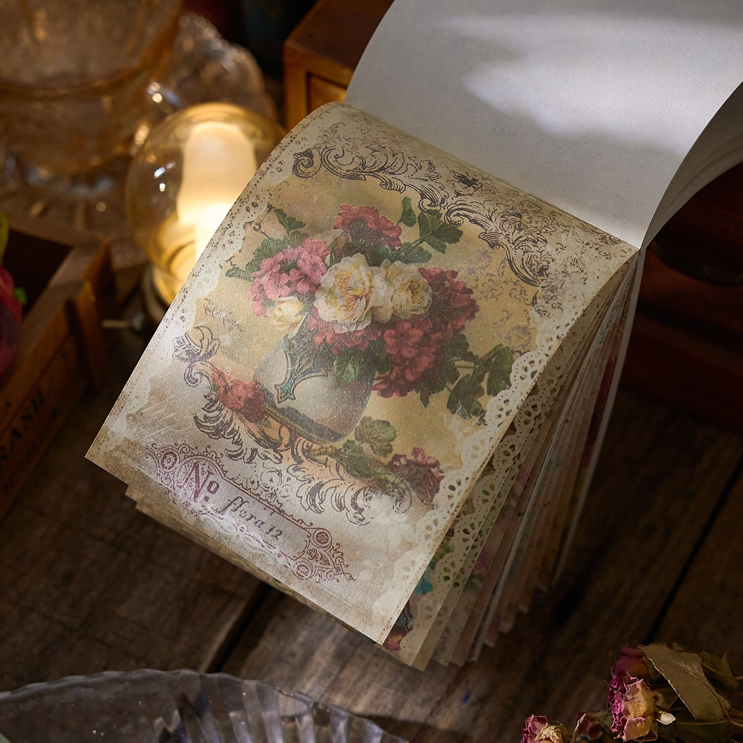 Morning foam flowers echo series material paper light retro literature background paper hand account DIY notes base paper