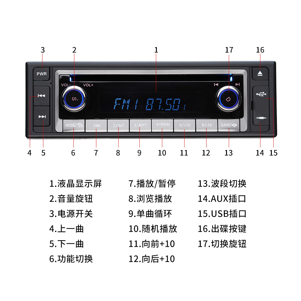 Multifunctional Car Cd/Dvd Audio Host Lossless Bluetooth Voice Call Mp3 Player Car Radio