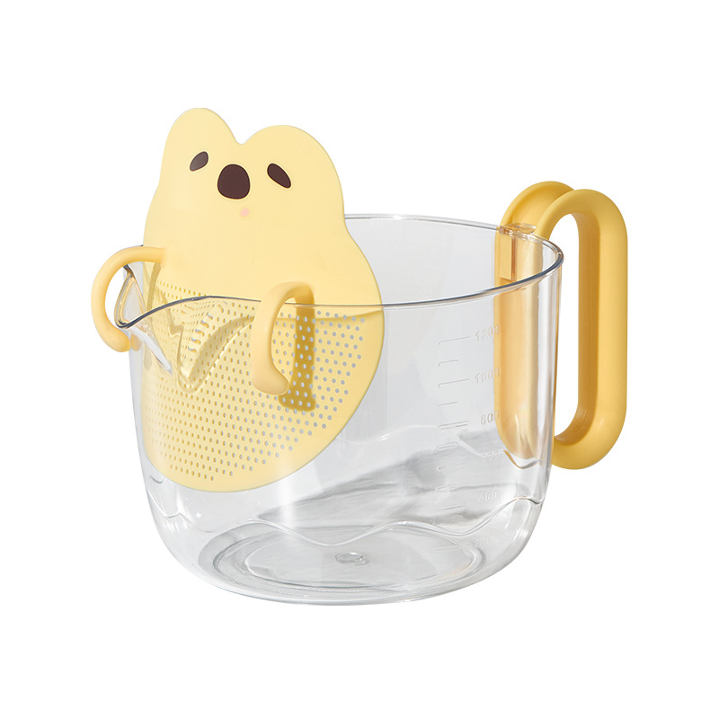 Filter Measuring Cup with Scale Food Grade Multifunctional Kitchen Baking Steamed Egg Egg Liquid Plastic Rice Bowl Egg Beating Cup