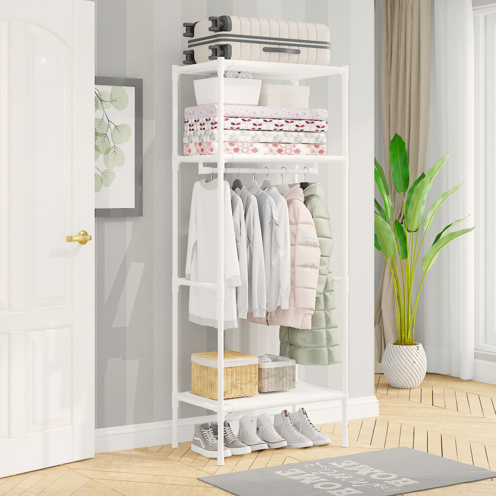 Factory Direct Simple Wardrobe Hanger Storage Rack Multifunctional Shoe Rack Single Row Space Saving Dormitory Storage Artifact