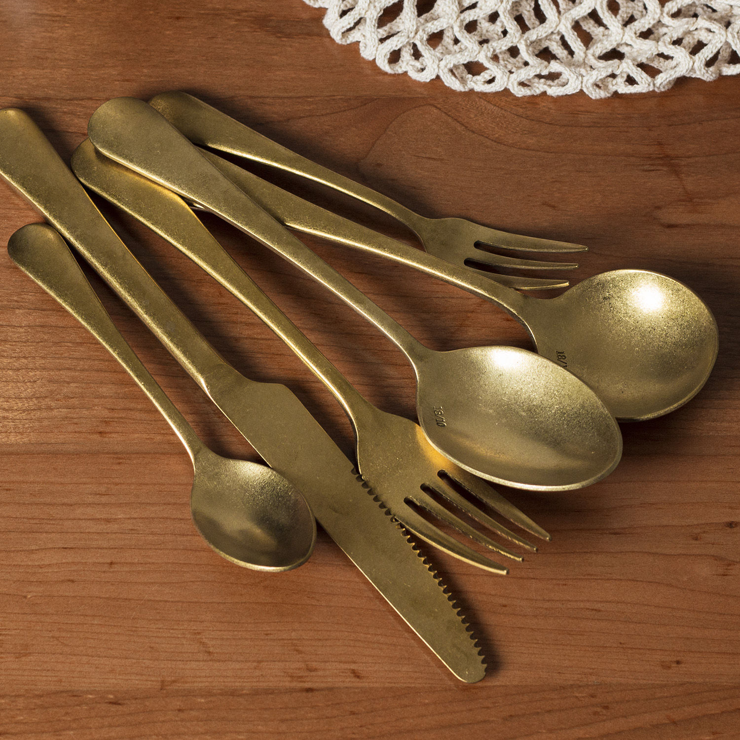 Lyon INS 304 Stainless Steel Tableware Tony Old Vintage Brushed Knife, Fork and Spoon Western Food Tableware Set