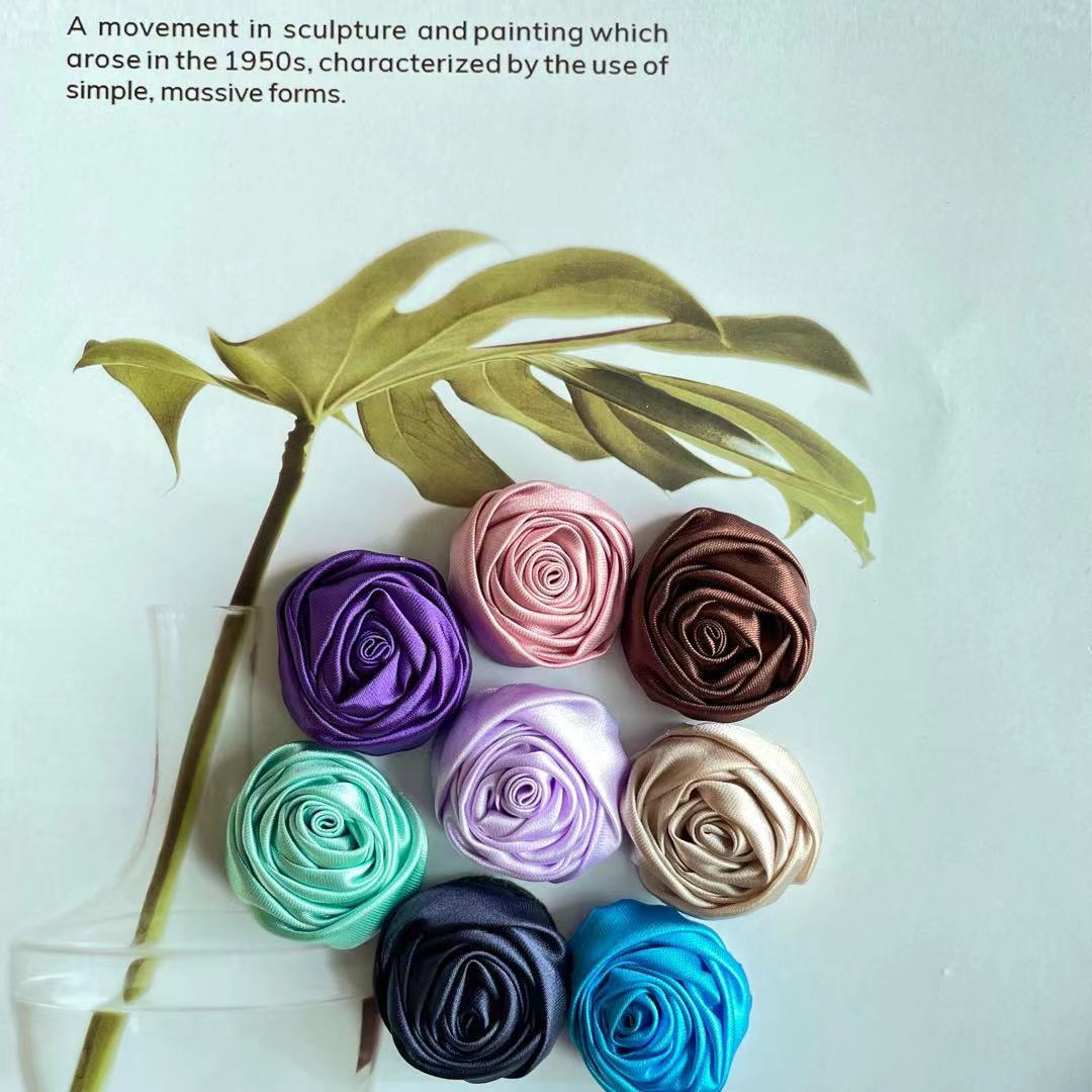 Satin hand-wound 3.5cm small Rose Children's headdress clothing shoes and hats accessories accessories diy fabric three-dimensional flower bud