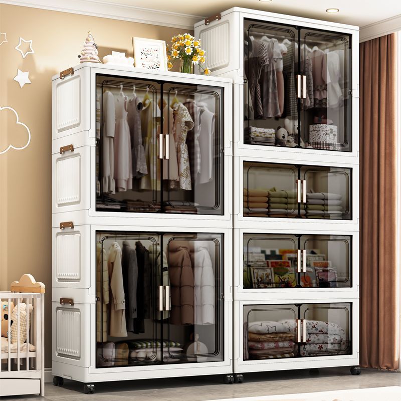 Installation-Free Children's Wardrobe Baby Snacks Sundries Folding Storage Cabinet Baby Small Wardrobe Home Organizing Storage Cabinet