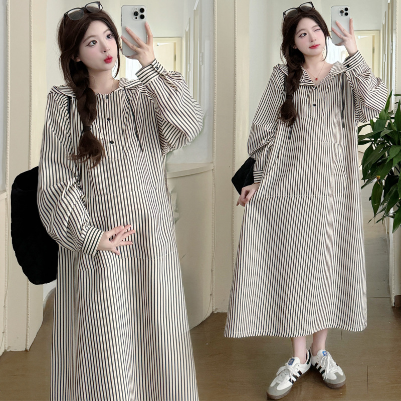 2025 Весна Новый повседневный полосатый топ Корейский стиль для беременных женщин