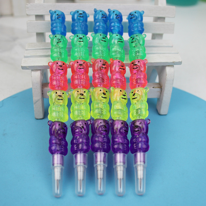Creative student stationery 5-section bear modeling building blocks pencil cartoon bear egg pen bullet pen section pen