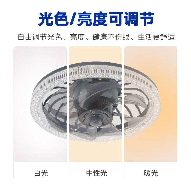 Cross-border hot super bright large wind E27 screw LED fan lights with remote control silent room bedroom restaurant lighting