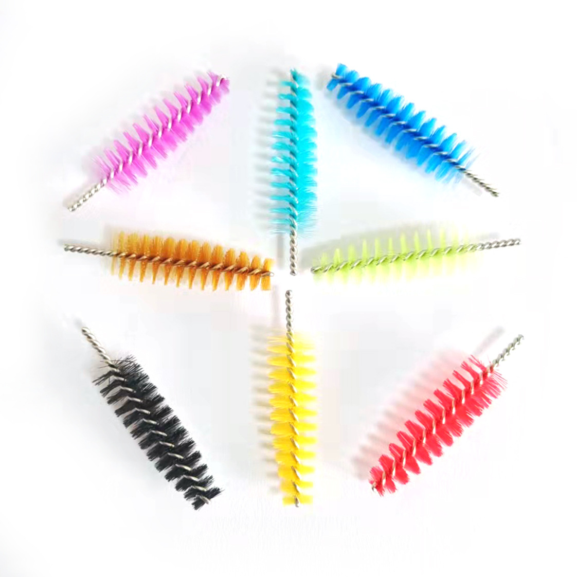 Wholesale eyelash brush head color short rod eyebrow brush nylon hair disposable spiral grafting eyelash brush head eyebrow brush