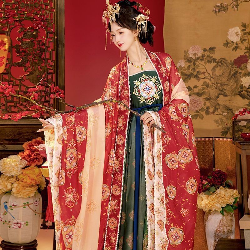 Tang Dynasty Han Dynasty for Women Adults [Tang Dynasty Princess] Hezi Skirt, Large-Sleeved Shirt, Full Set of Chest-Length Skirt, Ancient Costume, Spring & Fall