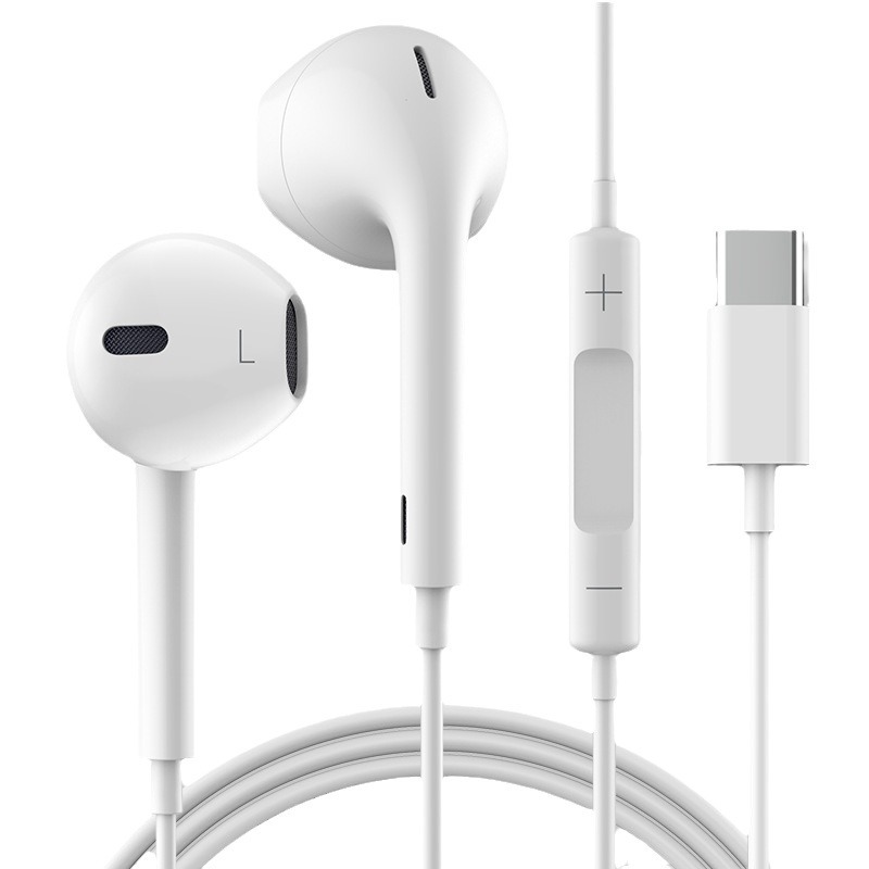 Type-C In-Ear Bluetooth Apple 15 Headphones Wired Suitable for Android Round Hole Wire-Controlled iPhone Flat Head Headphones