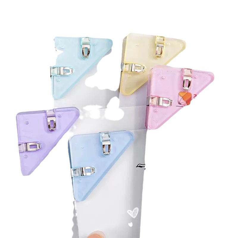 New folder solid color Student Book clip transparent triangle clip edge corner clip stationery office materials pp clip