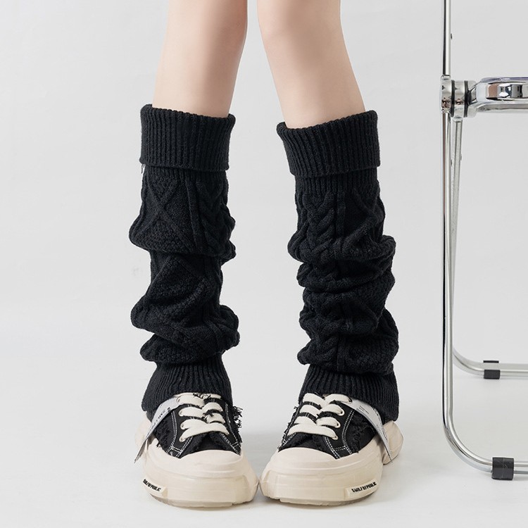 Korean Dongdaemun Socks Women's Long Tube Boss Lady's Same Style Wool Knitted Sock Covers Leg Covers Thickened Calf Pile Socks