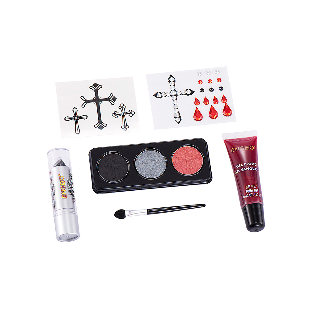 Halloween dress up cosmetics cross-border black lipstick smoky makeup plasma sticker Halloween painted suit
